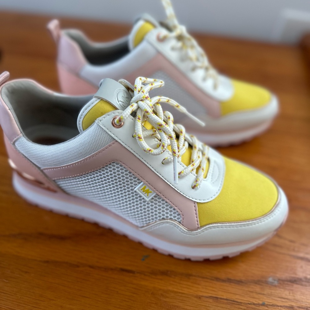 Michael Kors Maddy Color-Block Mixed-Media Trainer